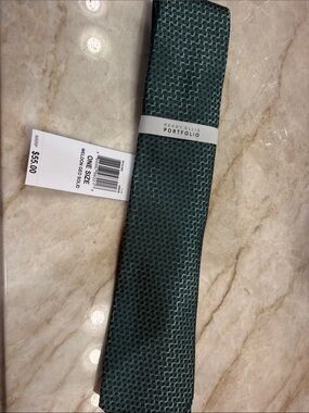 Perry Ellis Dark Green Textured Geometric Tie NWT